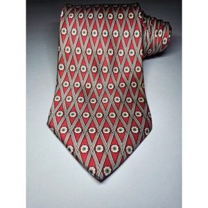 BURBERRY Mens Silk Tie Red Made in France Classic Designer Necktie